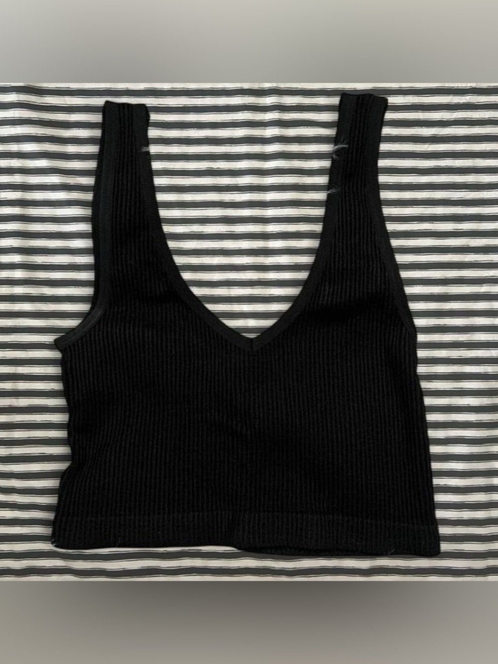 BUNDLE TANKS 3+ FOR $5 EACH // Black Ribbed V-Neck Crop Tank Top - Women